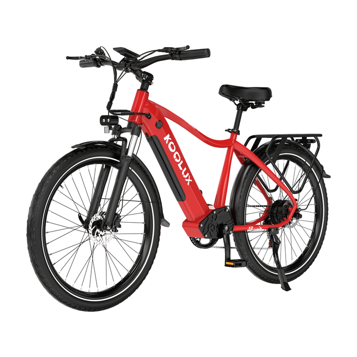 KOOLUX X3 e-bike, front three-quarter view in red