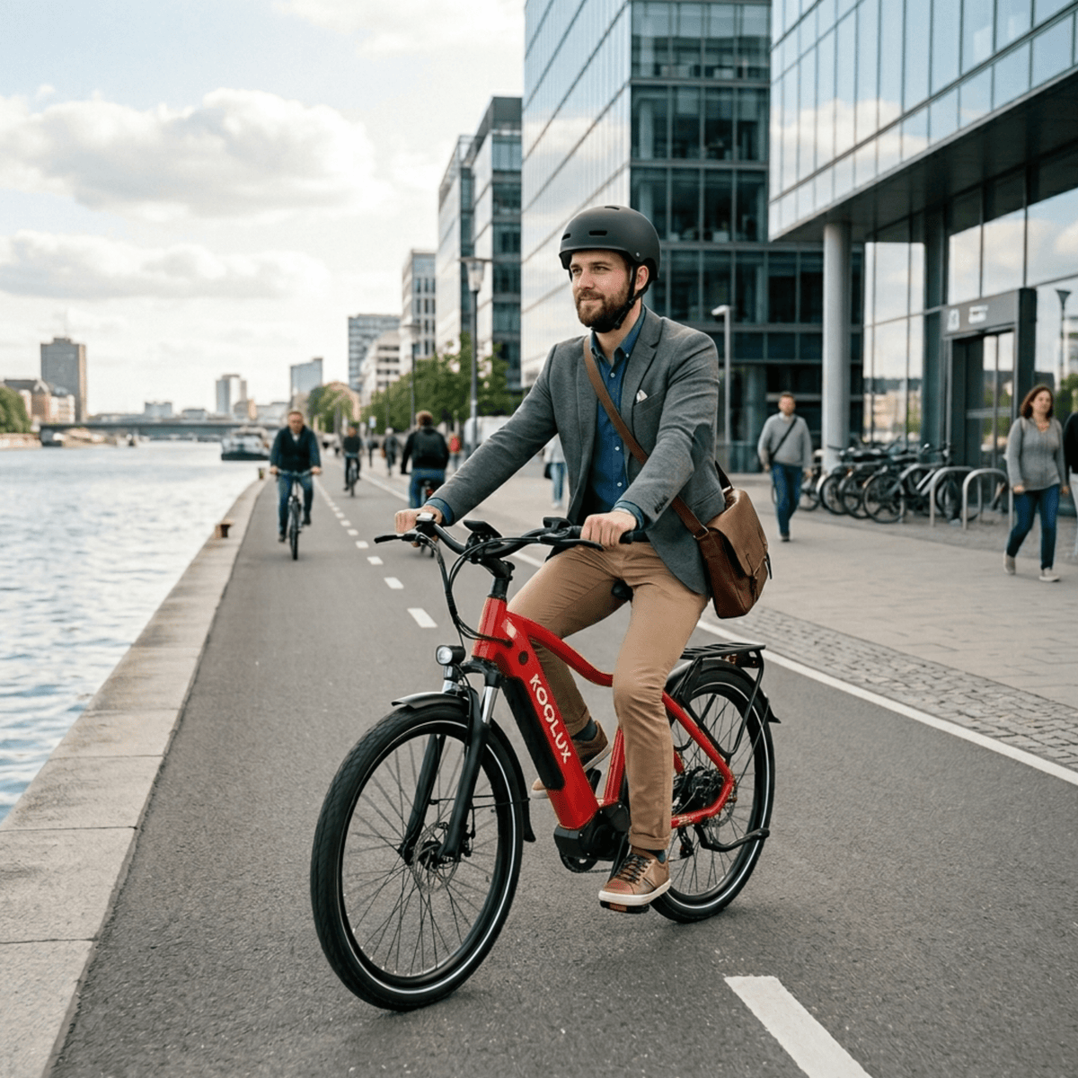 Man riding the KOOLUX X3 e-bike in the city