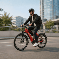 Man riding the KOOLUX X3 e-bike in the city
