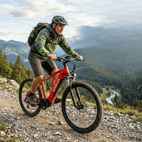 Man riding the KOOLUX X3 e-bike on a footpath