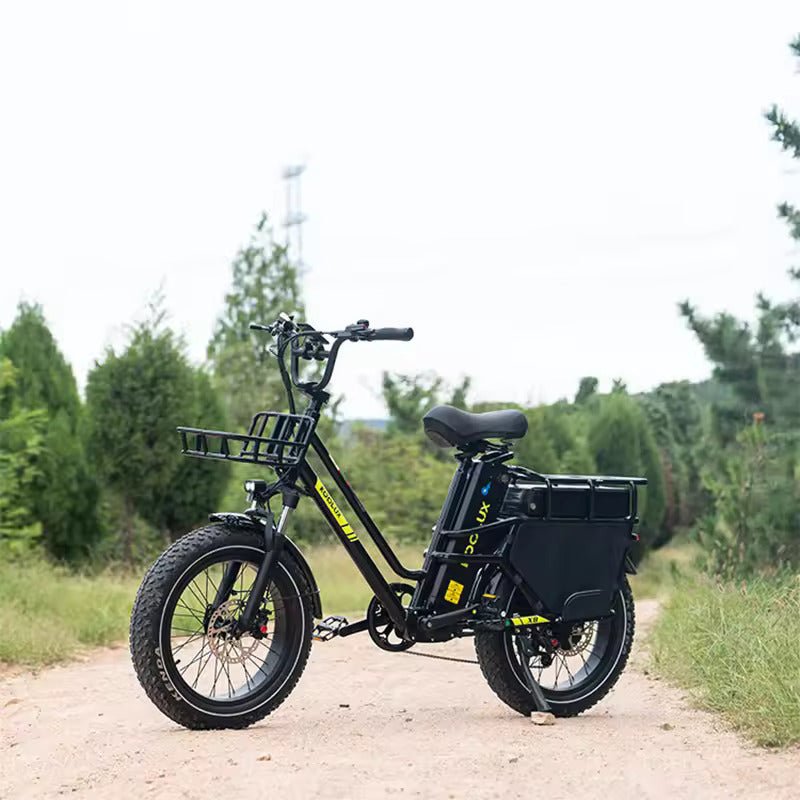 KOOLUX X8 fat-tyre e-bike, front three-quarter view on a footpath