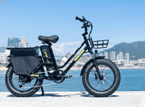 KOOLUX X8 fat-tyre e-bike seen from the side by the sea