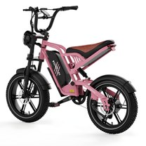 KOOLUX X9 Mini fat-tyre e-bike, front three-quarter view in pink