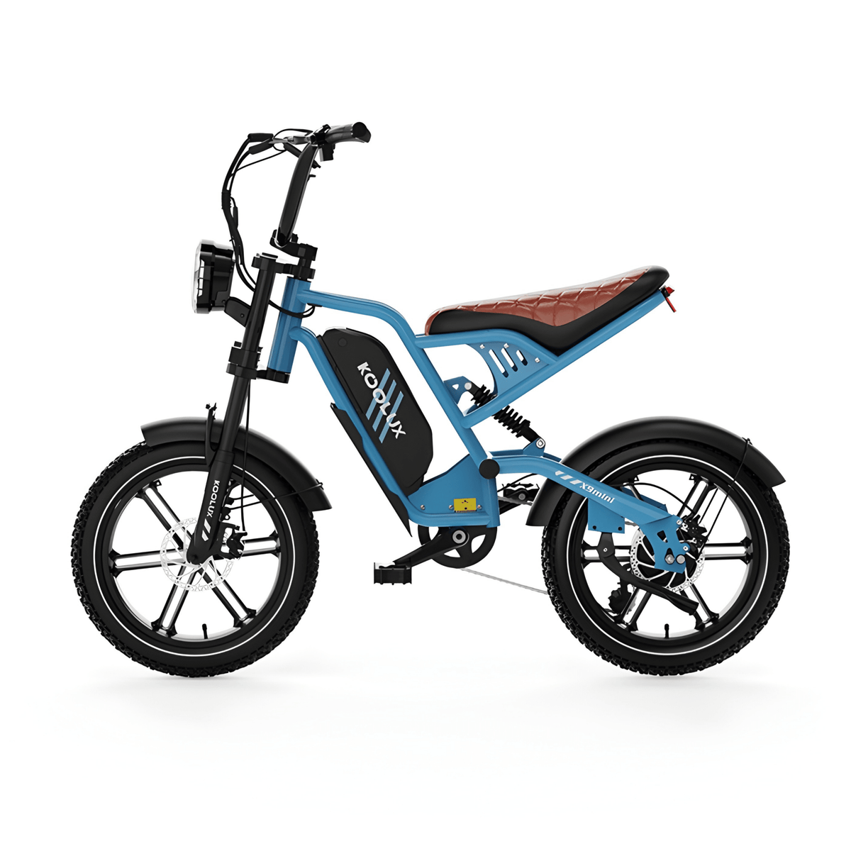 KOOLUX X9 Mini fat-tyre e-bike seen from the side in blue