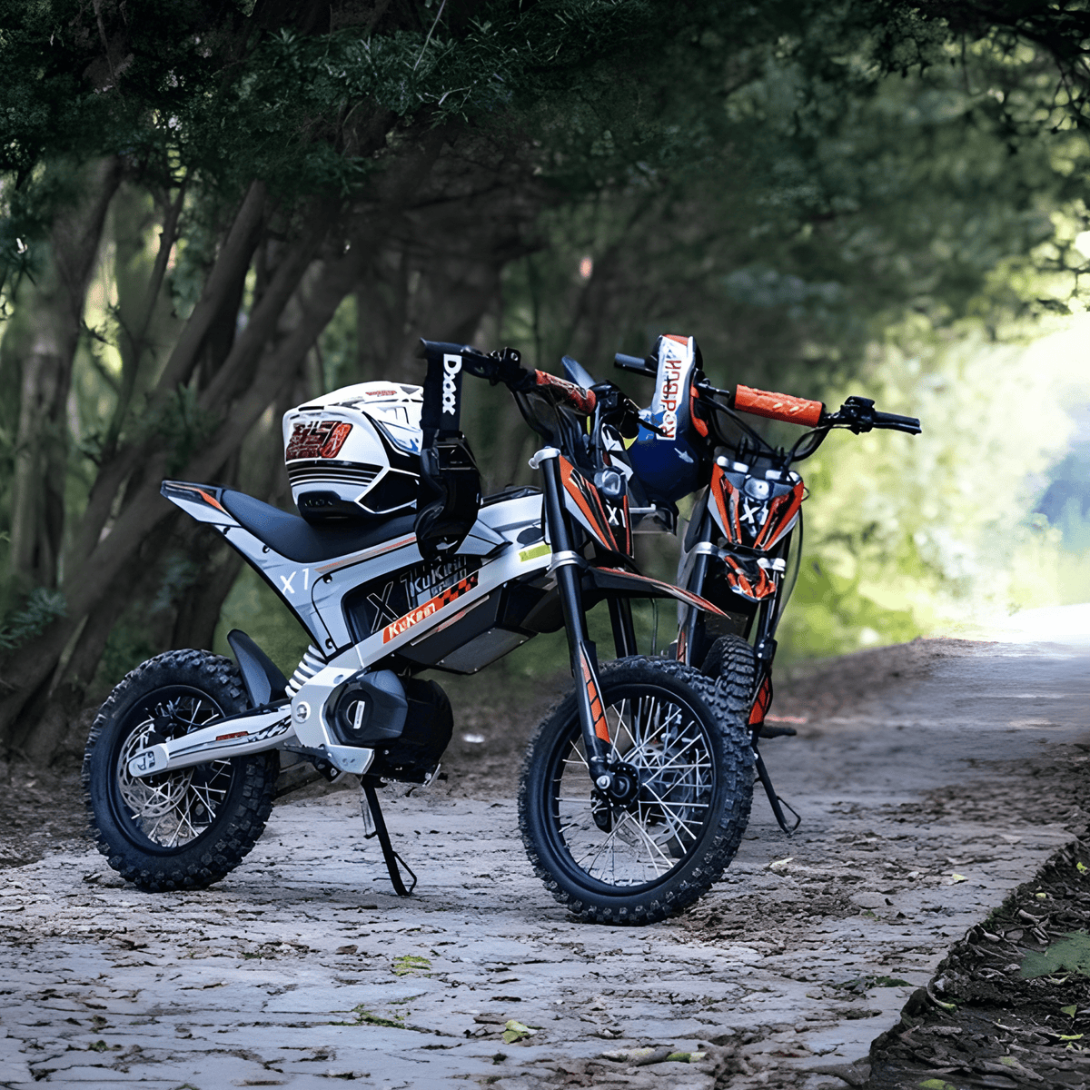Person standing with the KuKirin X1 electric dirt bike