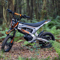 KuKirin X1 electric dirt bike seen from the side in the forest