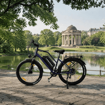 LOOKROAD L28 Max fat-tyre e-bike seen from the side in a park by a lake