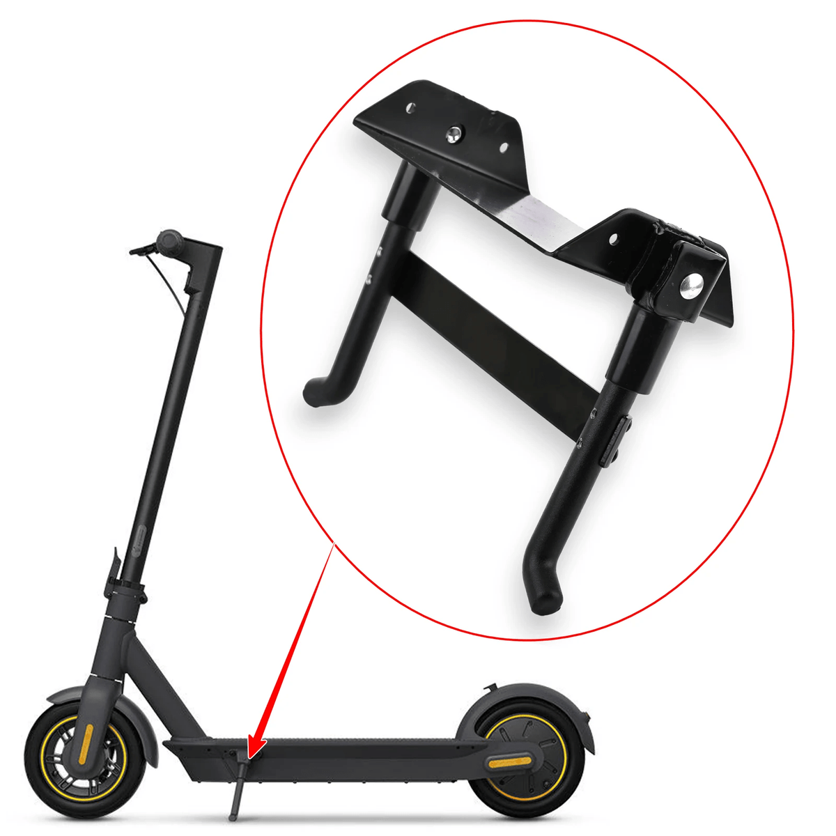 Placement on the electric scooter: Monorim double kickstand for Ninebot