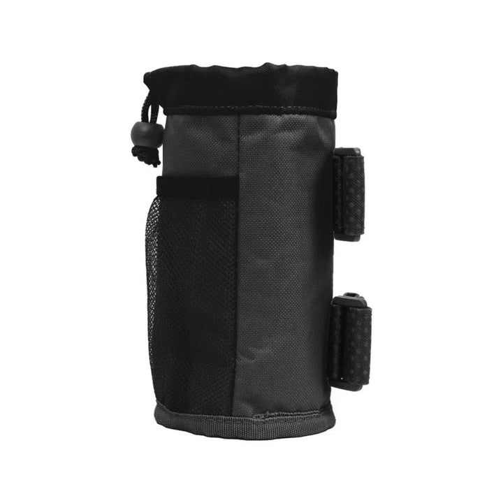Multifunctional bottle holder in fabric, angled view
