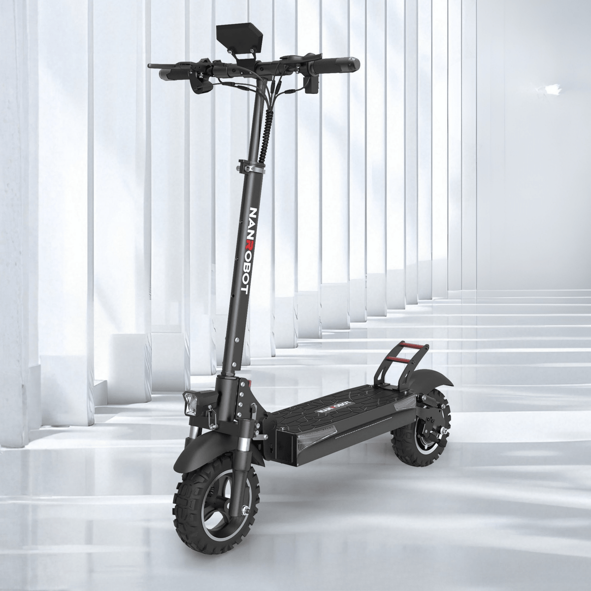 Nanrobot T1 electric scooter, front three-quarter view indoors