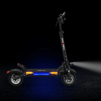Nanrobot T1 electric scooter with lights on against a dark background