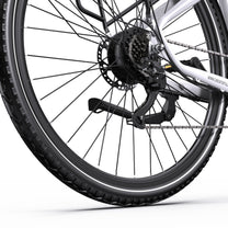 OneSport OT05 Pro rear wheel in white from a low angle