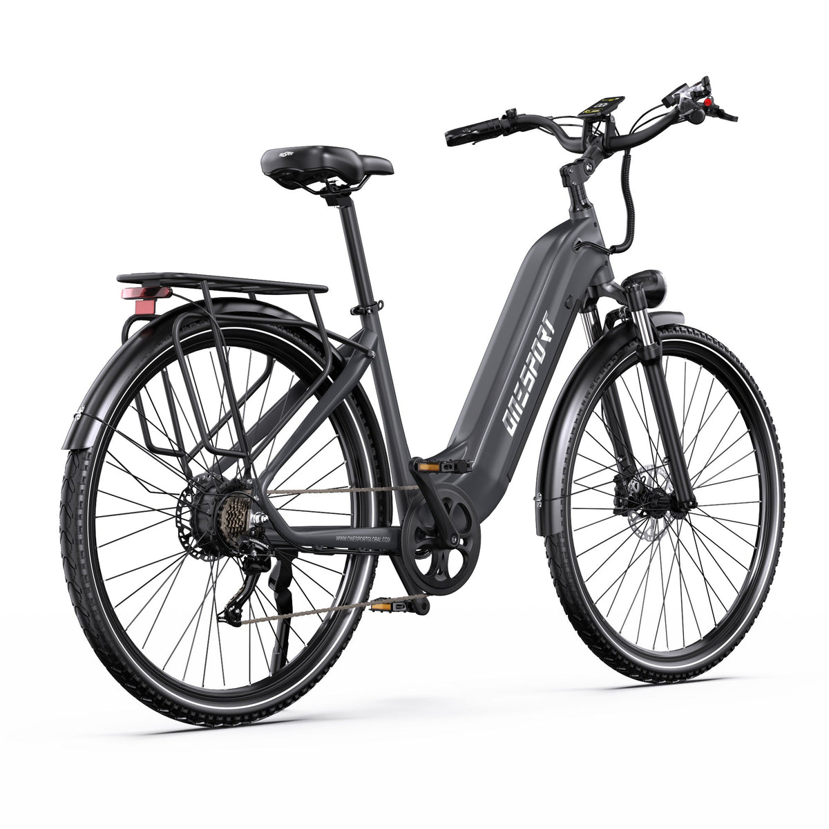OneSport OT05 Pro e-bike seen from the front in black