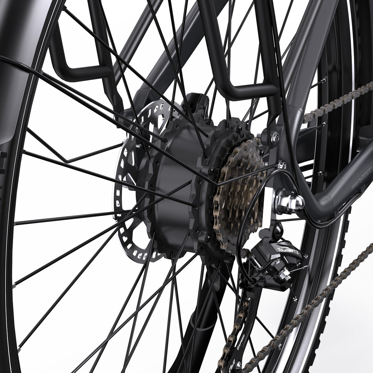 OneSport OT05 Pro gears and chain in black in close-up