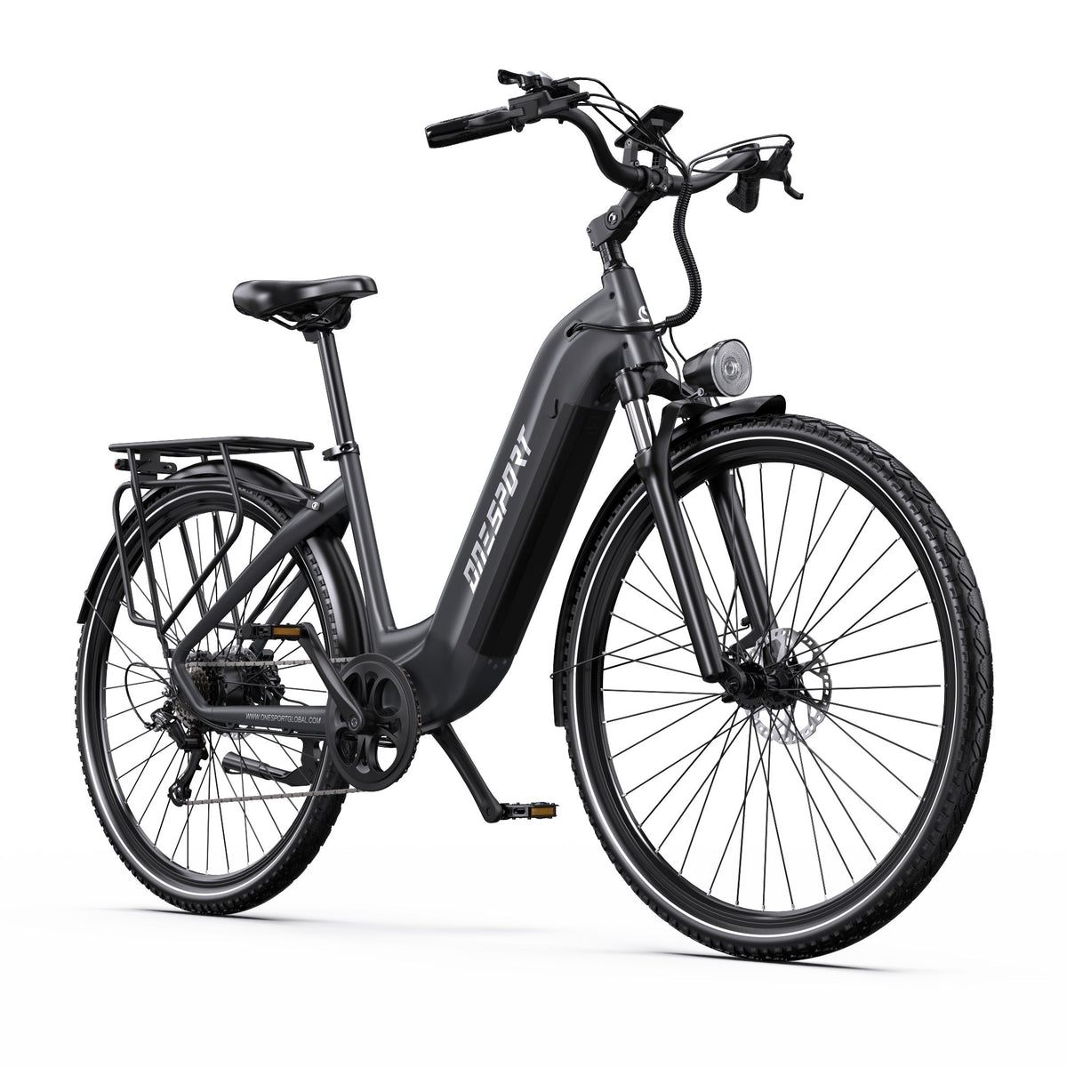 OneSport OT05 Pro e-bike, rear three-quarter view in black
