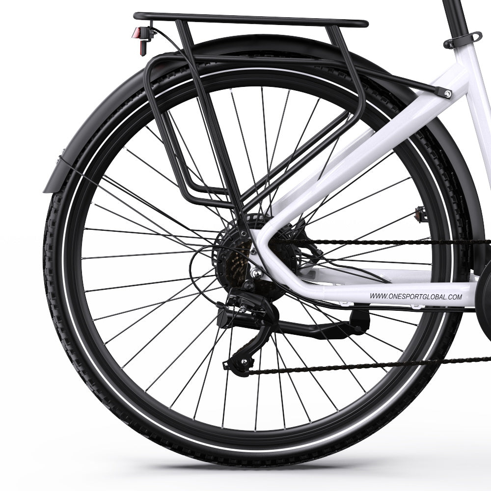 OneSport OT05 Pro rear wheel from behind in white