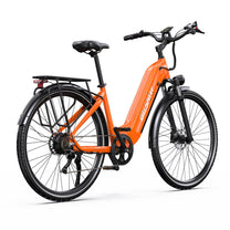 OneSport OT05 Pro e-bike, rear three-quarter view in orange