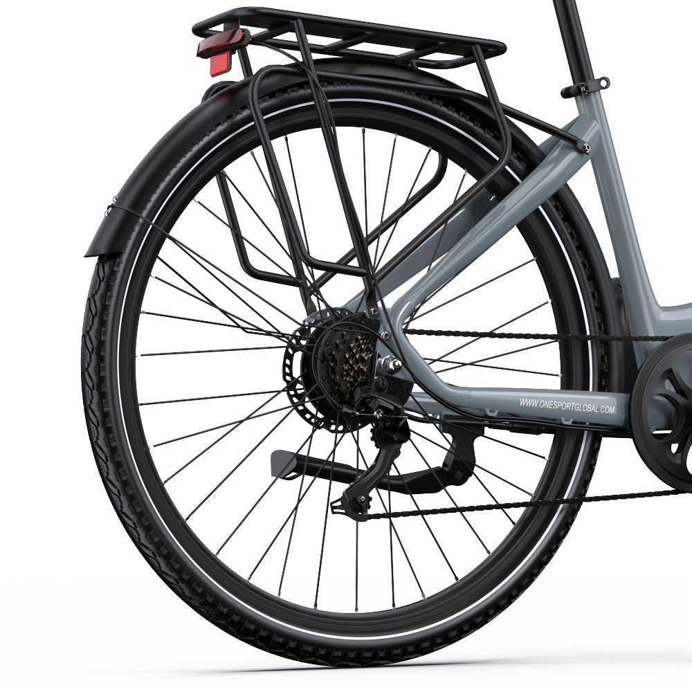 OneSport OT05 Pro rear wheel from behind in light blue