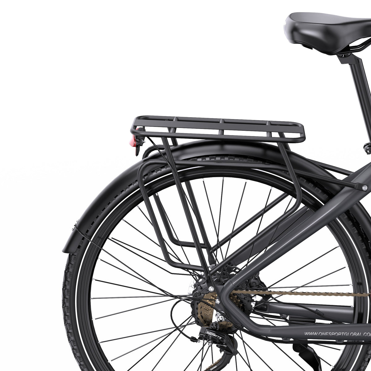 OneSport OT05 Pro rear rack seen from the side in black