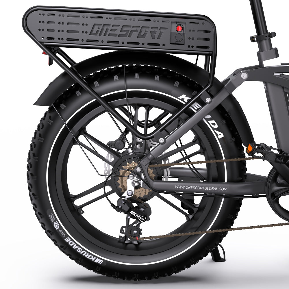 OneSport OT08 Pro rear rack from behind in grey