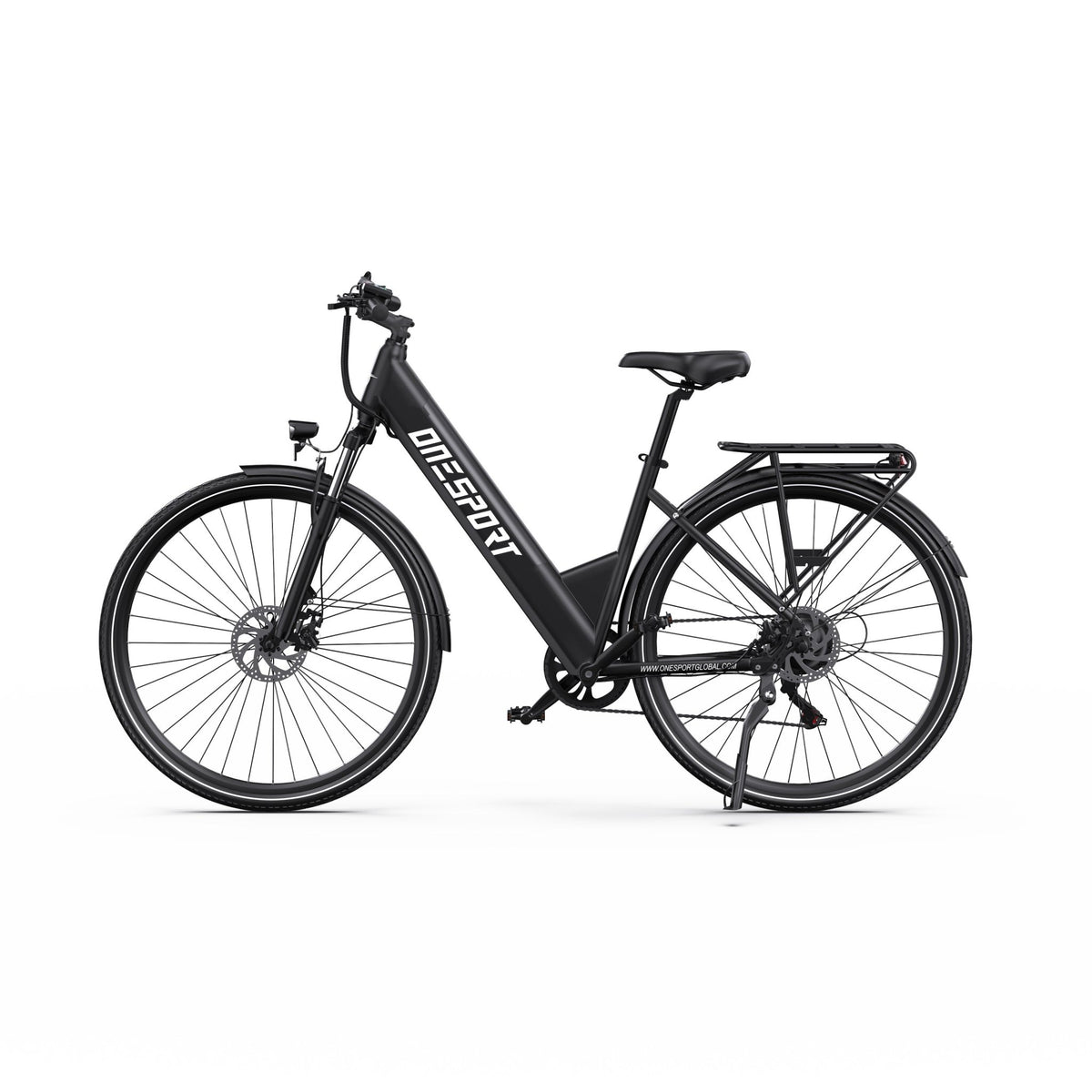 OneSport OT12 e-bike seen from the side in black