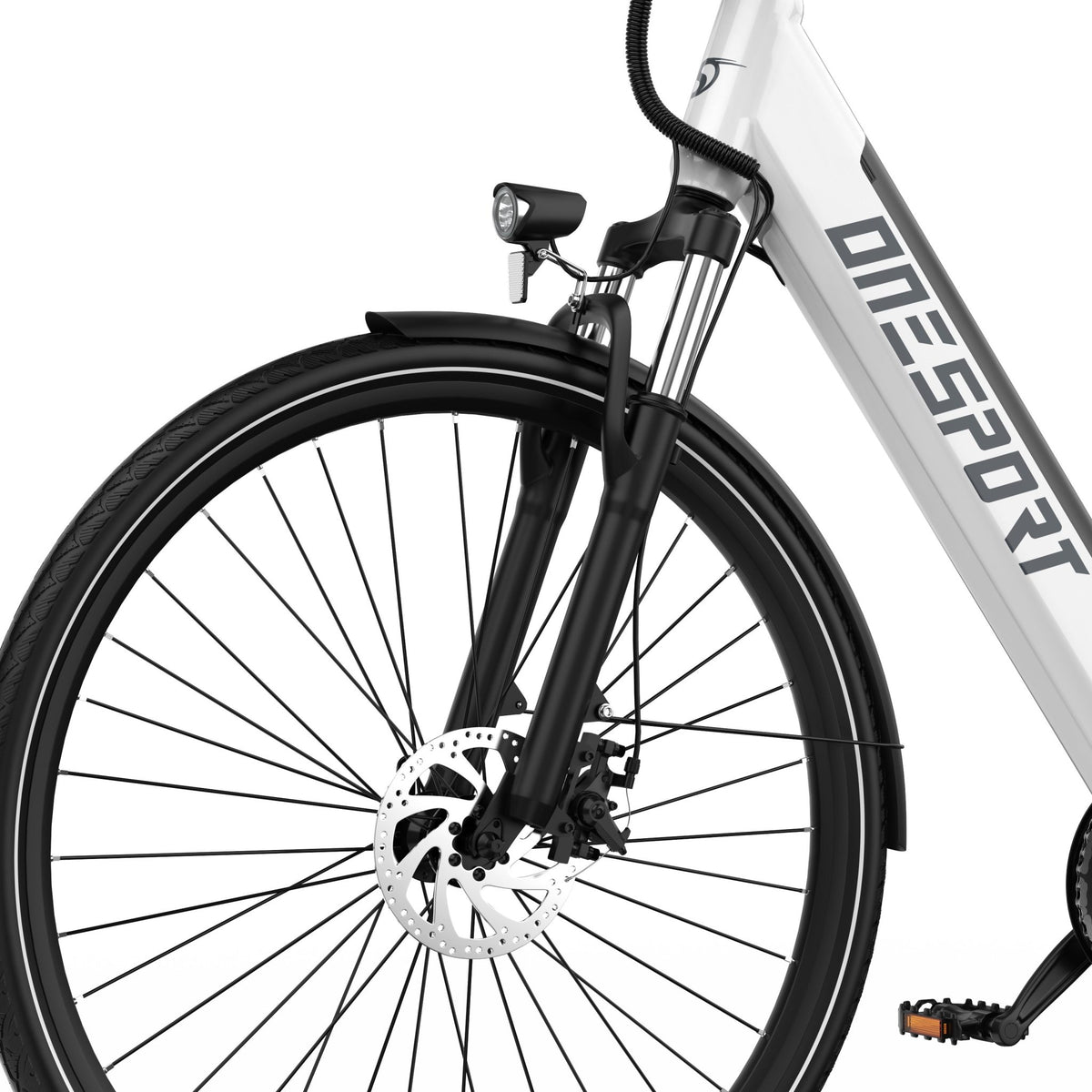 OneSport OT12 front wheel and fork in white