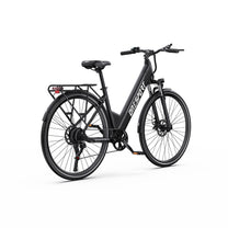 OneSport OT12 e-bike, rear three-quarter view in black
