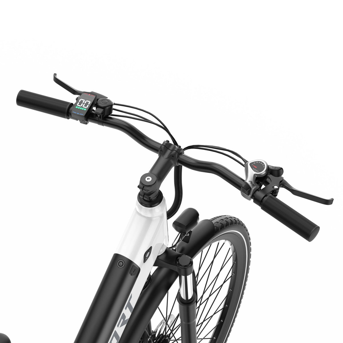 OneSport OT12 handlebar grip and controls in white