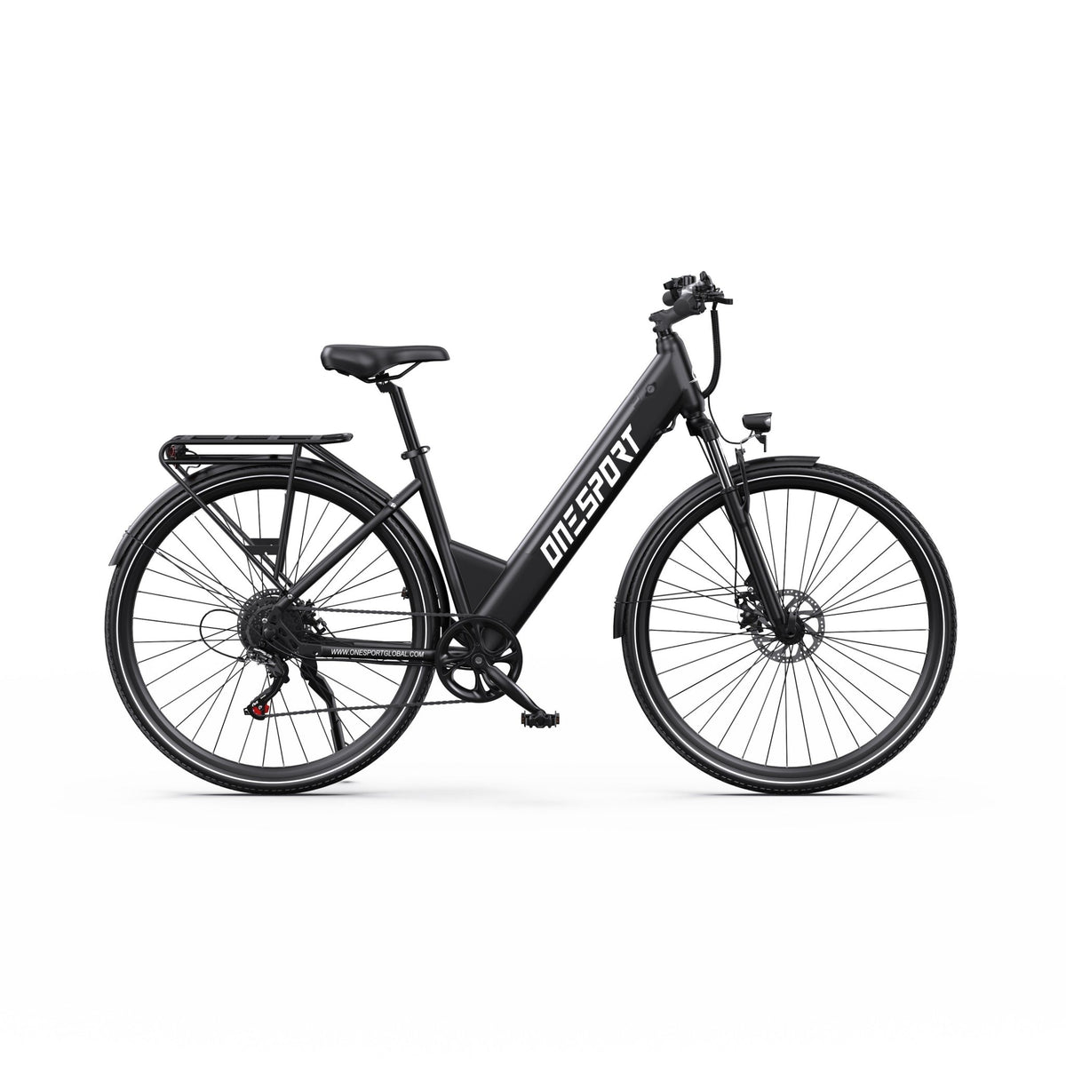 OneSport OT12 e-bike seen from the other side in black