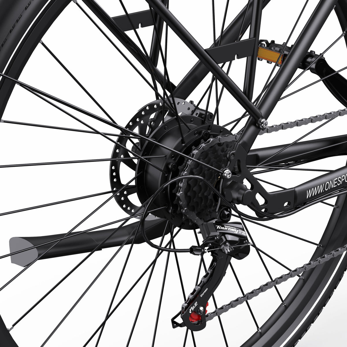 OneSport OT12 gears and chain in black in close-up