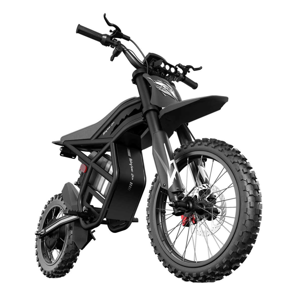 Ridingtimes GT54 Pro electric dirt bike, front three-quarter view from the left