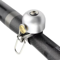 Bicycle bell Retro Edition in silver mounted on handlebars