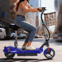 Woman riding the SEEDREAM M5 electric scooter