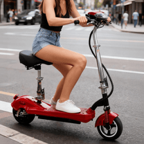 Woman riding the SEEDREAM M5 electric scooter