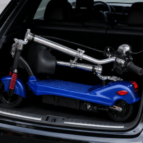 Folded SEEDREAM M5 electric scooter in a car boot