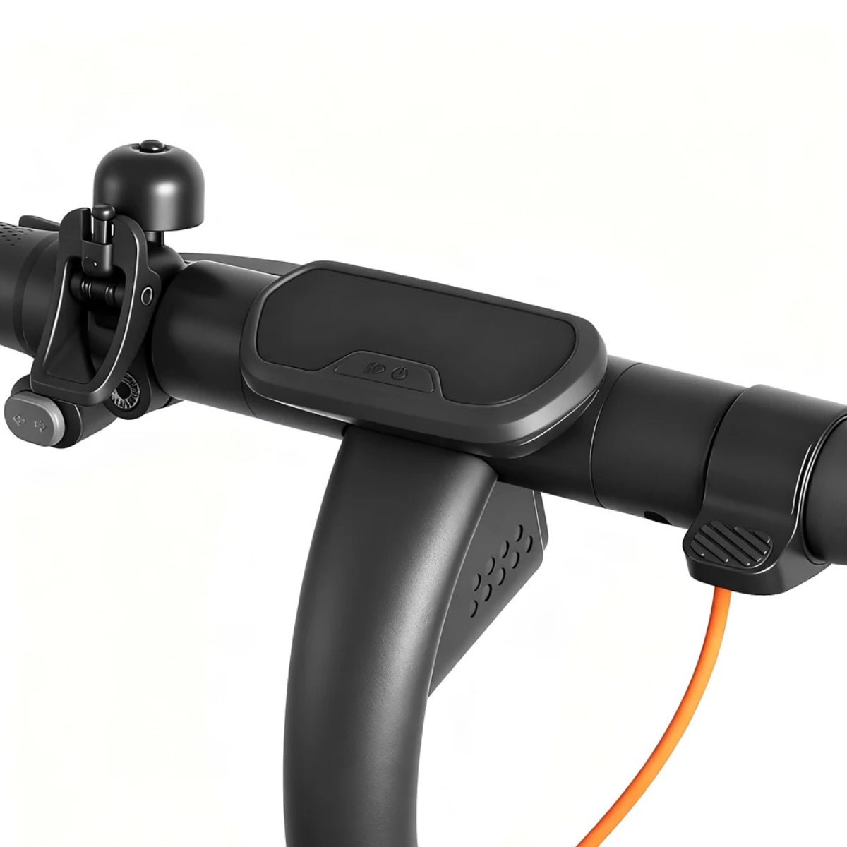 Screen protector for Ninebot E2 in black fitted on the electric scooter