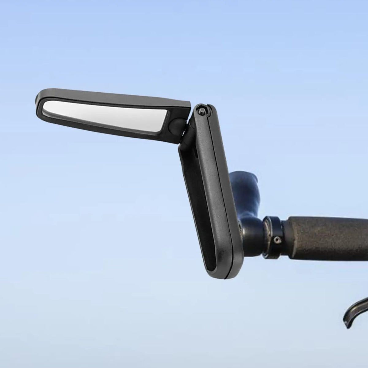 Smart foldable rear-view mirror on the bicycle, angled view