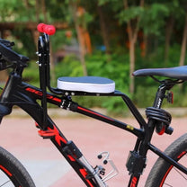 Smart child seat for bike frames on the bicycle, angled view