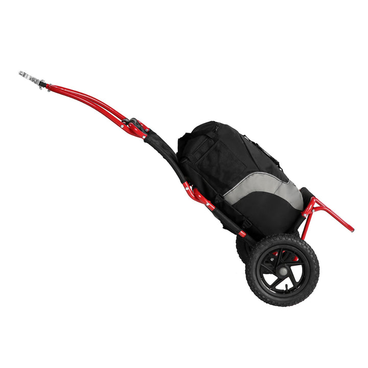 Smart cargo bike trailer in red, side view
