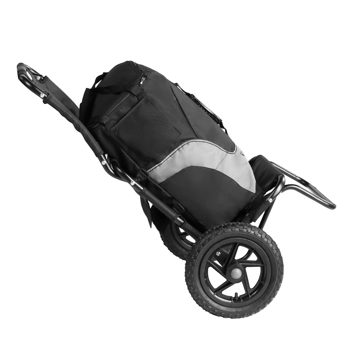 Smart cargo bike trailer in black, angled view