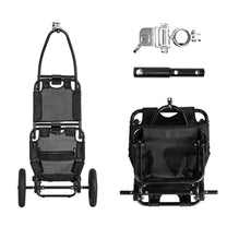 Smart cargo bike trailer in black in hand-cart mode with included parts