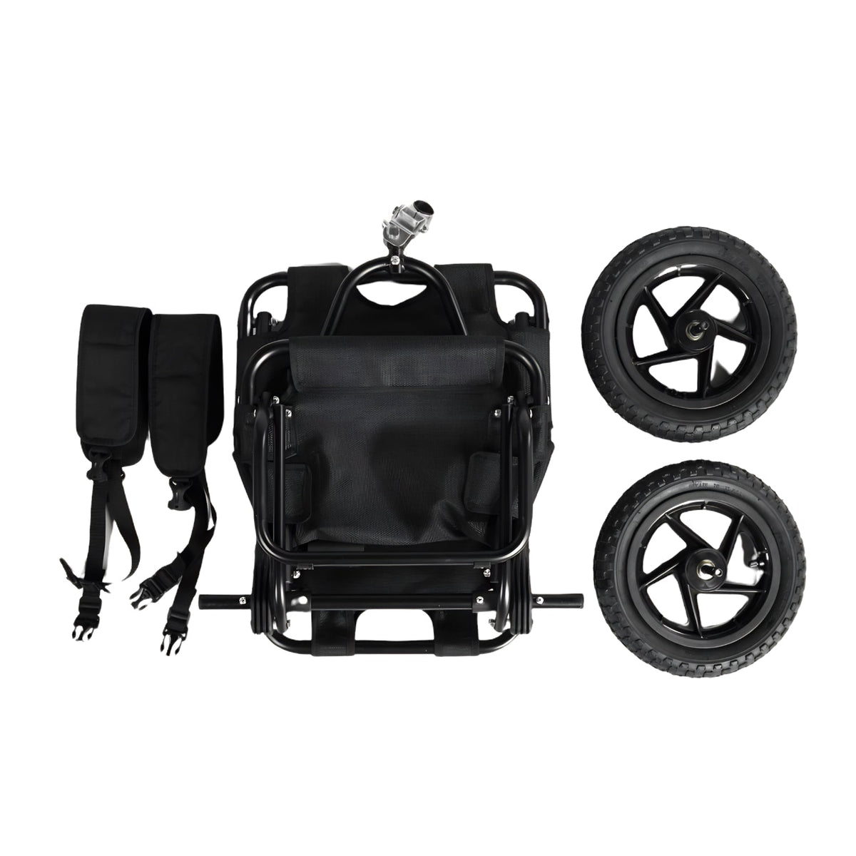 Smart cargo bike trailer in black, disassembled