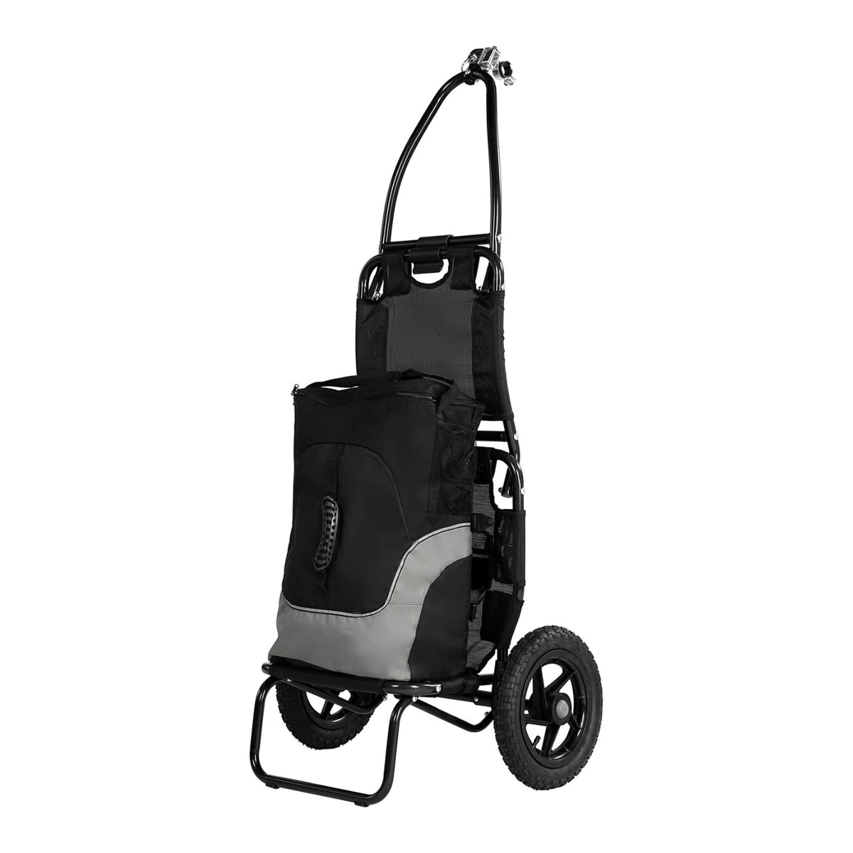Smart cargo bike trailer in black in hand-cart mode