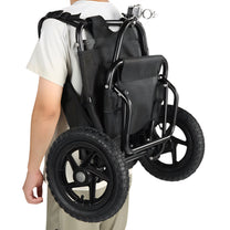 Person carrying the Smart cargo bike trailer as a backpack