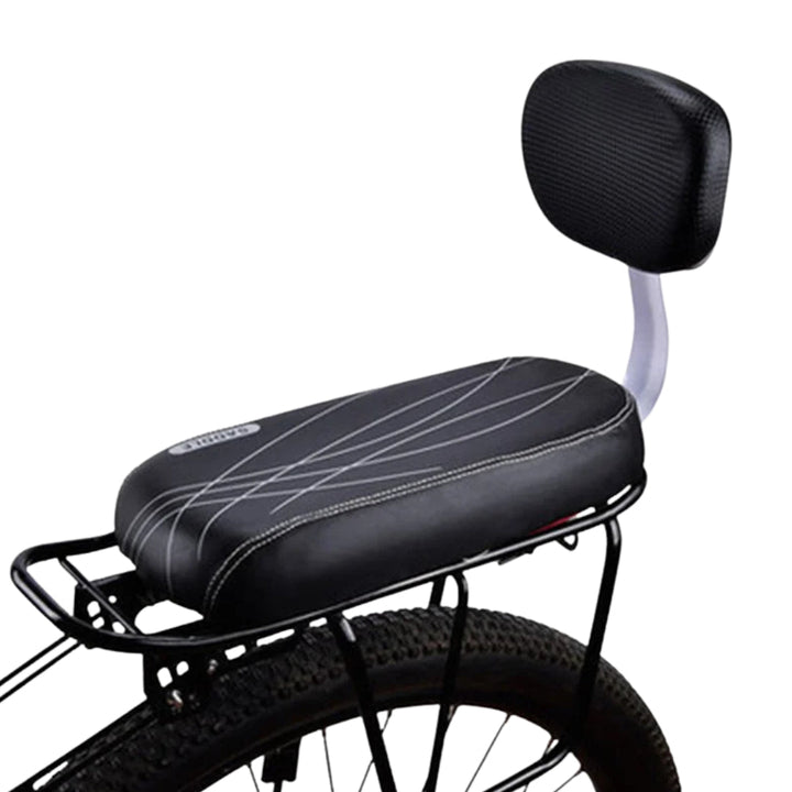 Smart extra saddle for electric bikes in black fitted on a bicycle