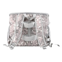 Smart front pet basket in camouflage, rear view