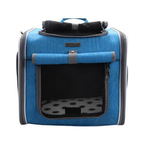 Smart front pet basket in blue, front view