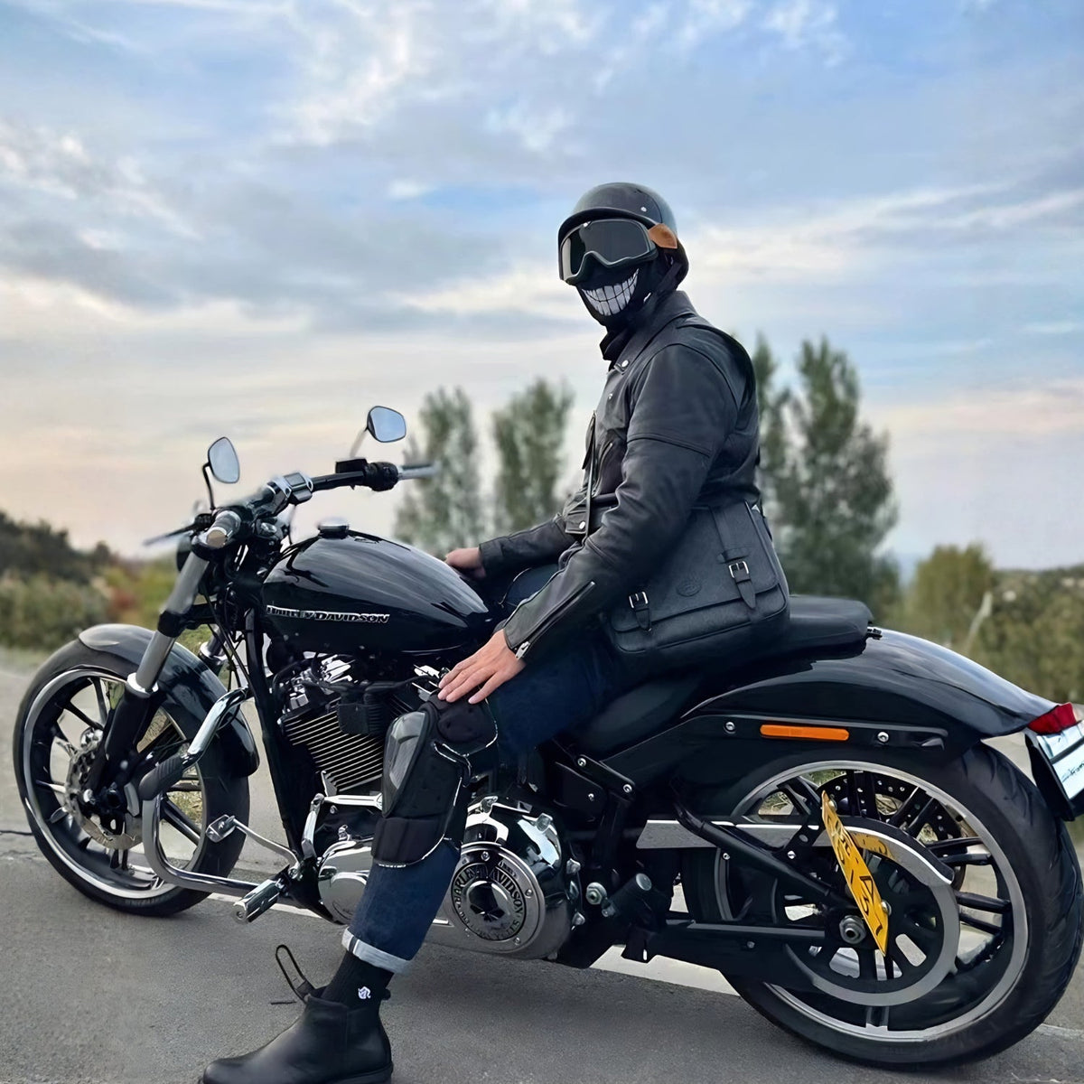 Smart helmet Hat Edition, worn by a person, side view