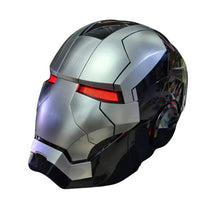 Smart helmet Iron Man Edition in silver, angled view from the other side