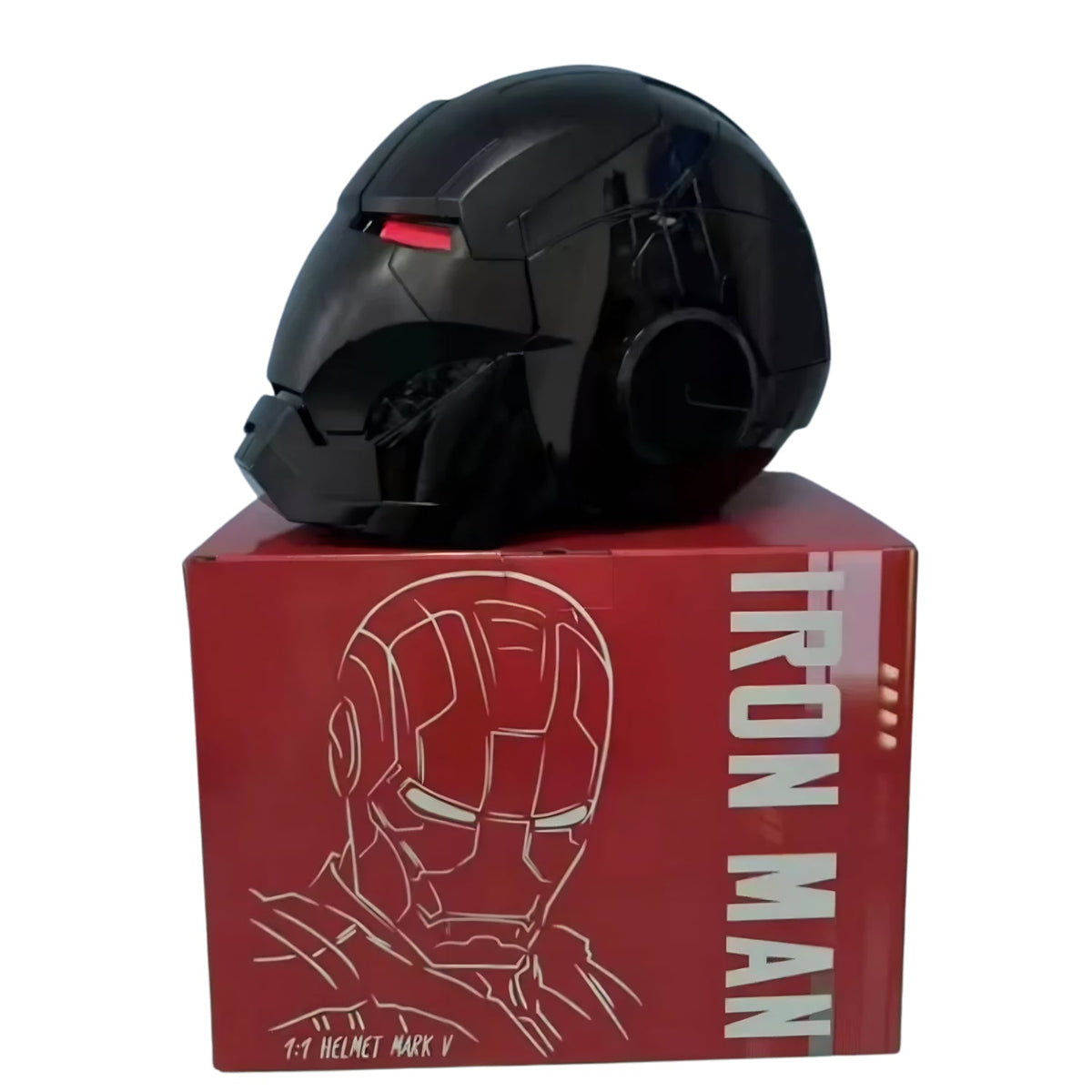 Smart helmet Iron Man Edition in black on its box